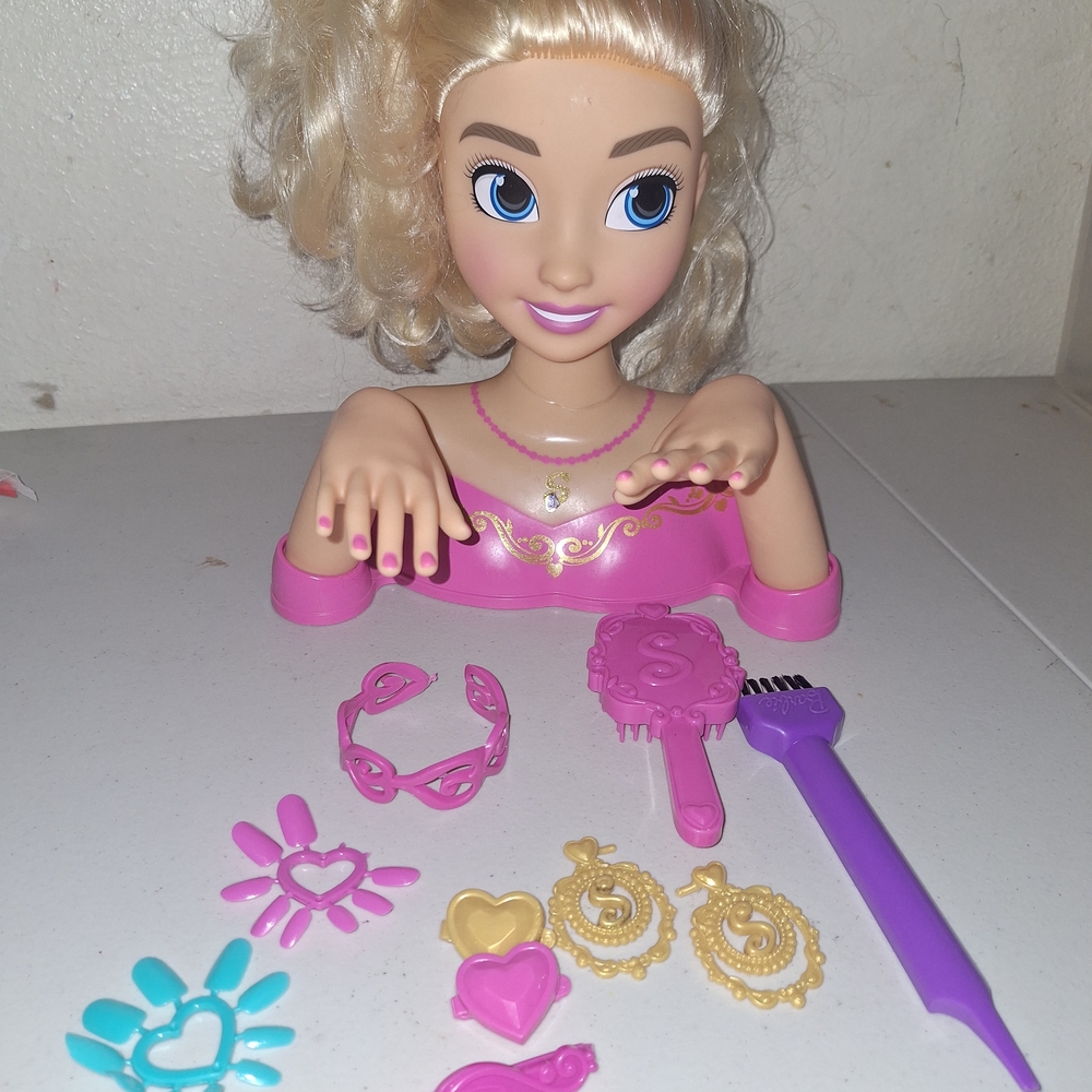 Blonde Styling Head Doll with Pink Accessories